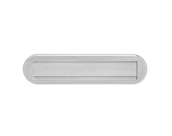 Brievenbus ovaal+klep/regenrand RVS geborsteld
