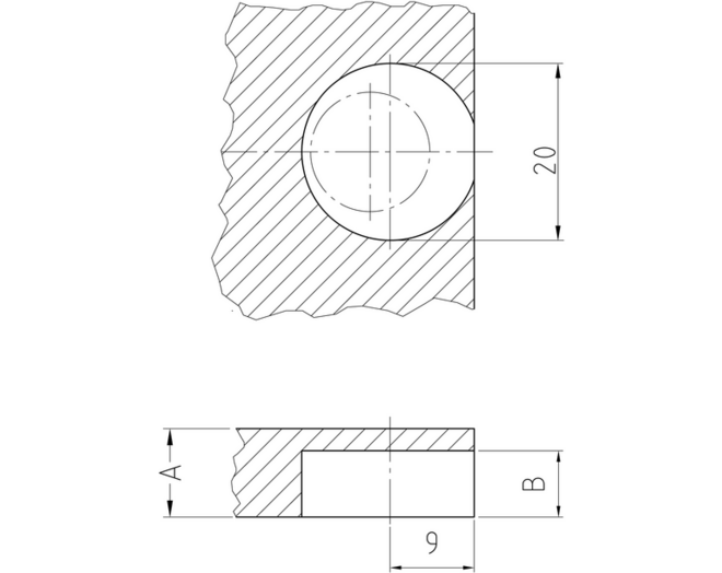 Verbindingsbeslag vernikkeld voor 19mm hout, boring 20mm