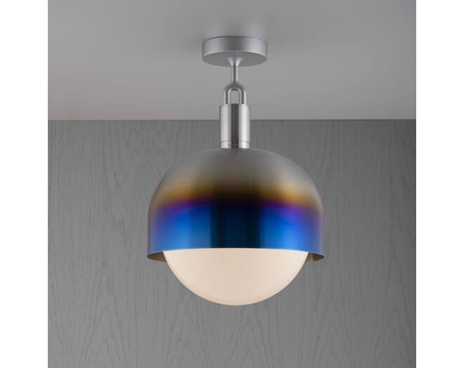 Forked Ceiling/Steel/Large Burnt Steel Shade/Large Opa