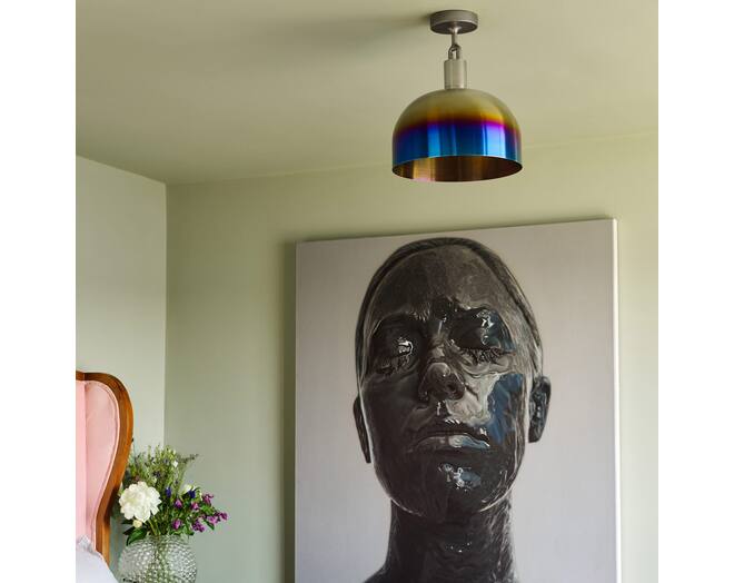 Forked Ceiling/Steel/Large Burnt Steel Shade/Large Opa