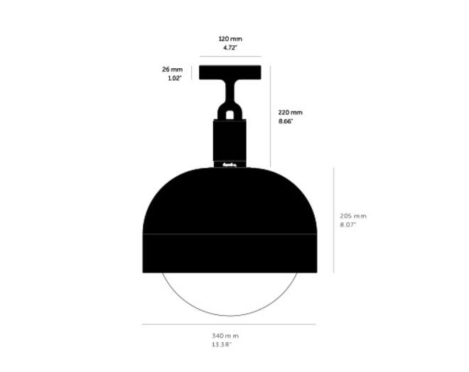 Forked Ceiling/Steel/Large Burnt Steel Shade/Large Opa