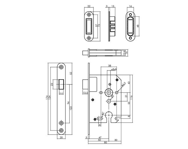 Woningbouw magneet cilinder dag- en nachtslot 55mm
