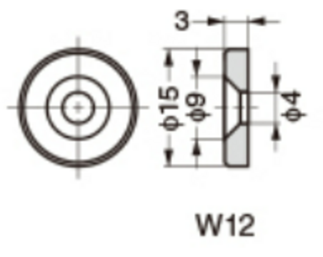 Contraplaat rond 15x3mm, met schroefgat, vernikkeld