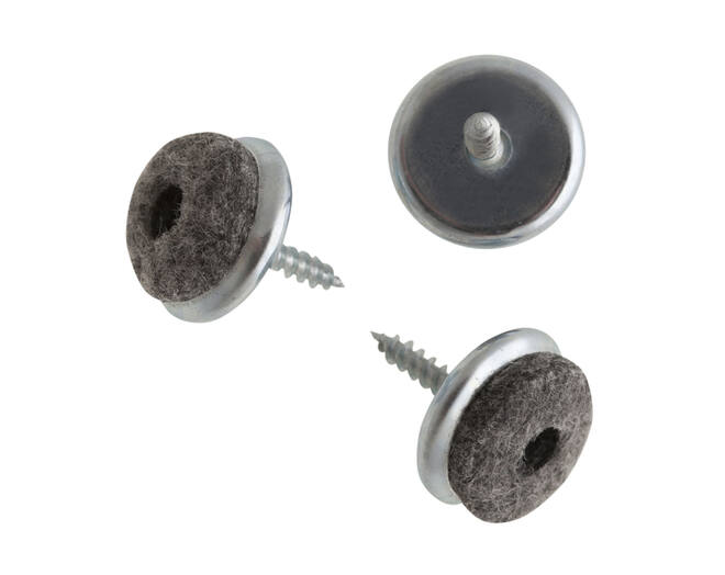 Silentaglijder 20mm ijzer verzinkt met grijs vilt, 20mm dia-
