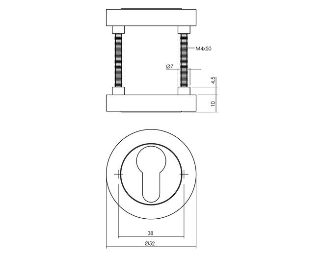 Rozet met profielcilindergat 52x10mm antracietgrijs