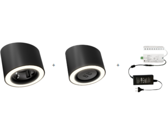 1x Unika mat zwart WCD 24V + 1x USB + MC-Easy + Driver 36W
