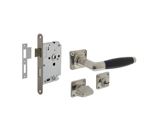 Deurbeslag set toiletslot 63/8+deurkruk Ton basic+WC-sl.