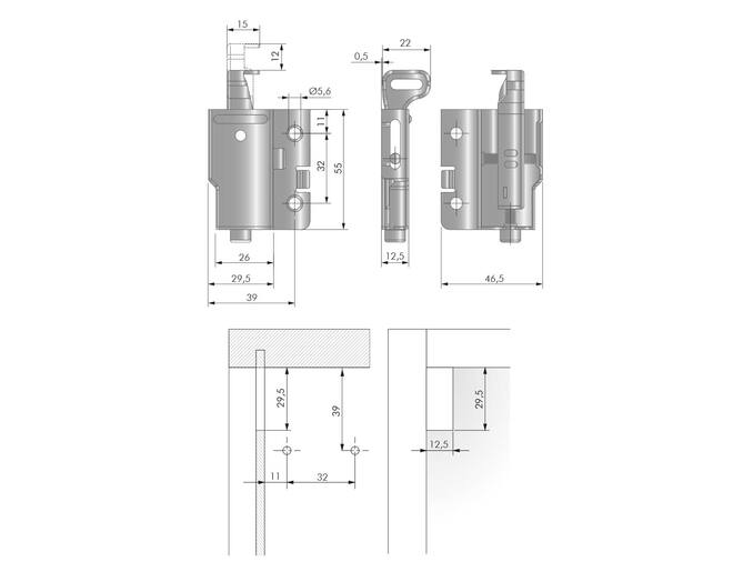 Kastophanger links, verzinkt