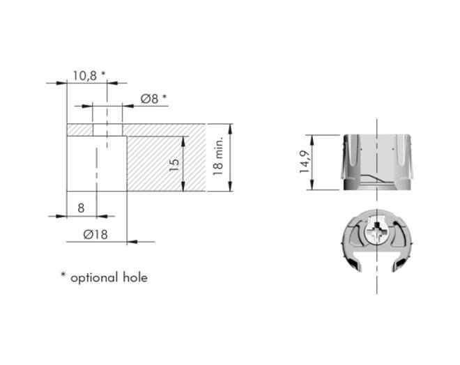 Plankdrager PK2 PRO 19mm grijs, plankgedeelte