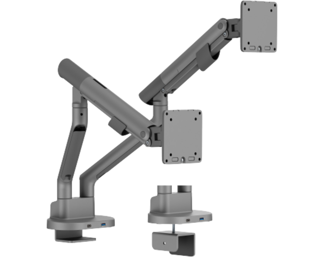 Kisch monitorarm voor twee schermen space grey