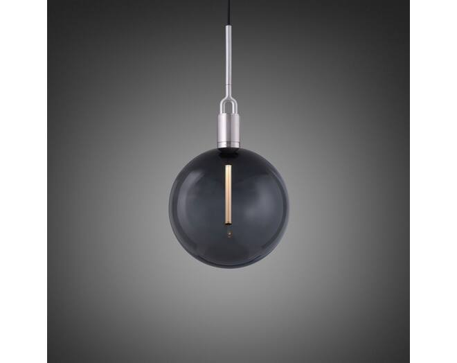 Forked Pendant/Steel/Large Smoked Globe