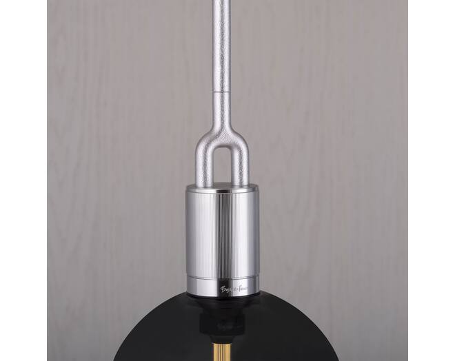 Forked Pendant/Steel/Large Smoked Globe