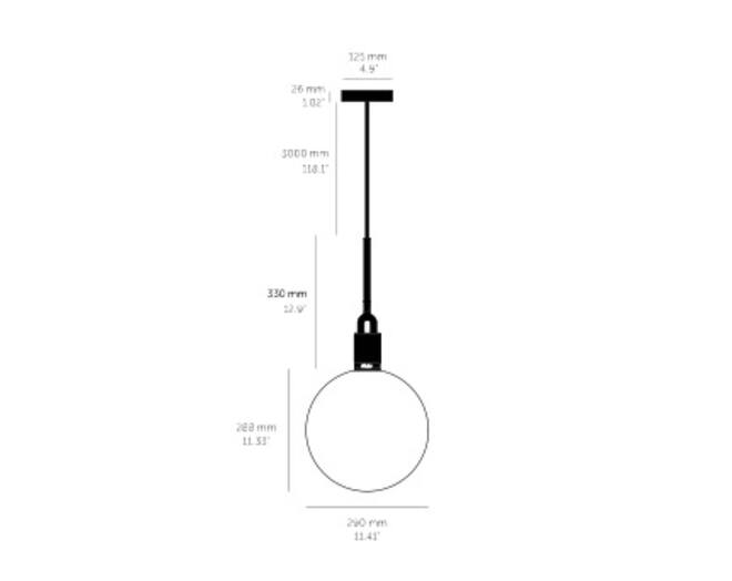 Forked Pendant/Steel/Large Smoked Globe