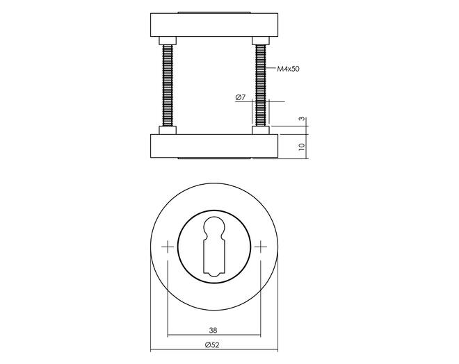 Rozet met sleutelgat 52x10mm antracietgrijs