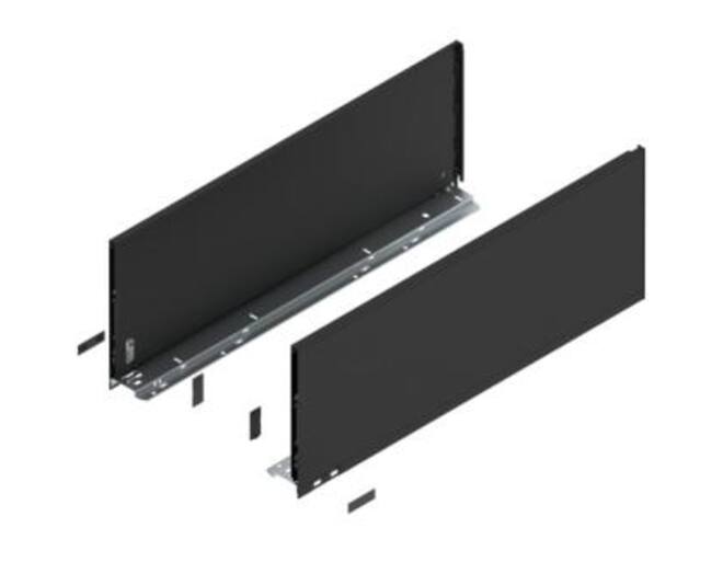Legrabox ladezijde F 650mm, carbon zwart, hoogte 241mm