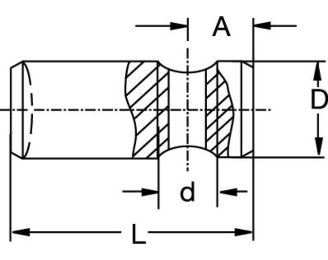 Klobe M8 diameter 12x 18mm lang, verzinkt, gat in het midden