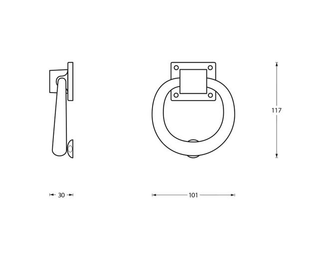 Deurklopper rond 107mm mat zwart