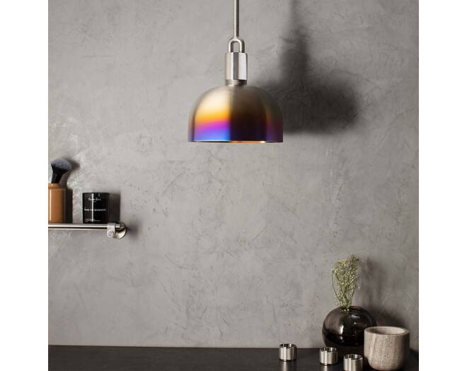 Forked Pendant/Steel/Medium Burnt Steel Shade