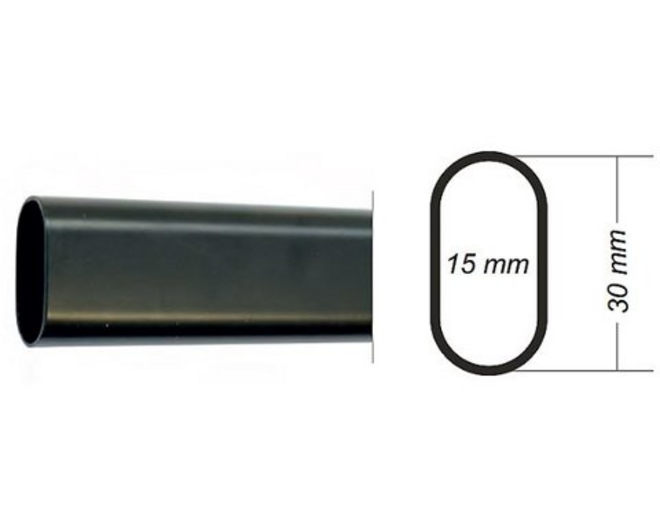 Roede 30x15mm zwart, lengte 3000mm, dikte 0,8mm