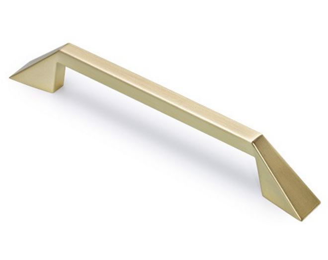 Greep RIGHT geborsteld goud 168x8x28mm, hartmaat 128mm