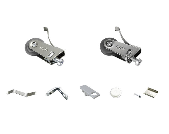 Miniroller beslag voor 1 glasdeur 5mm, geen verticale profie