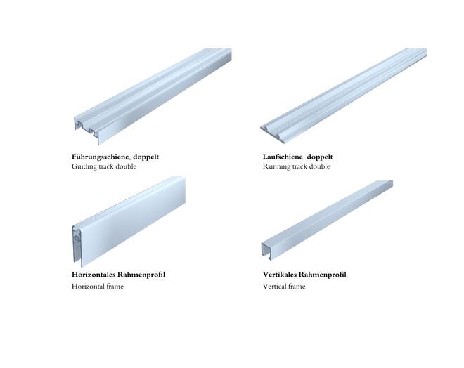 Miniroller beslag voor 1 glasdeur 5mm, geen verticale profie