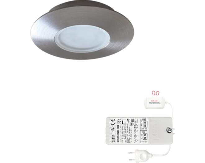 6x Napoli rond RVS DTW 3000K-2200K met 6x verl+Led driver