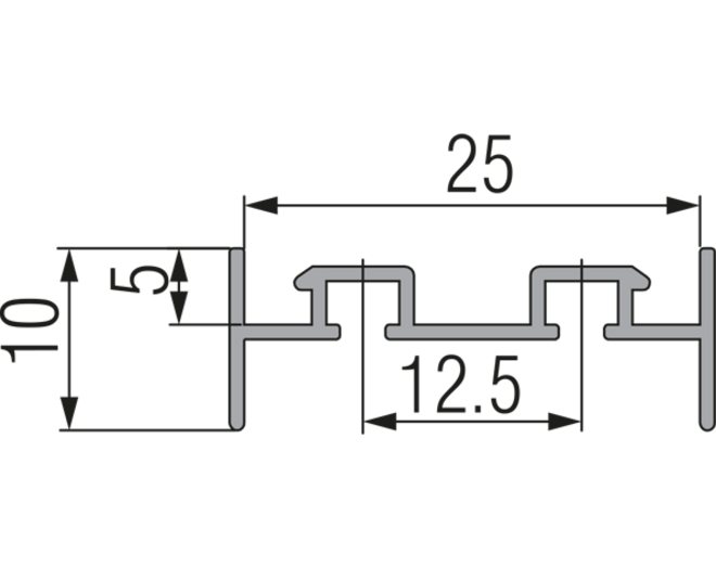 Miniroller boven geleidingsrail dubbel, lengte 2500mm