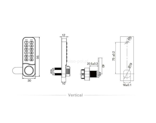 Elektronisch slot VIC verticaal, zwart, metaal