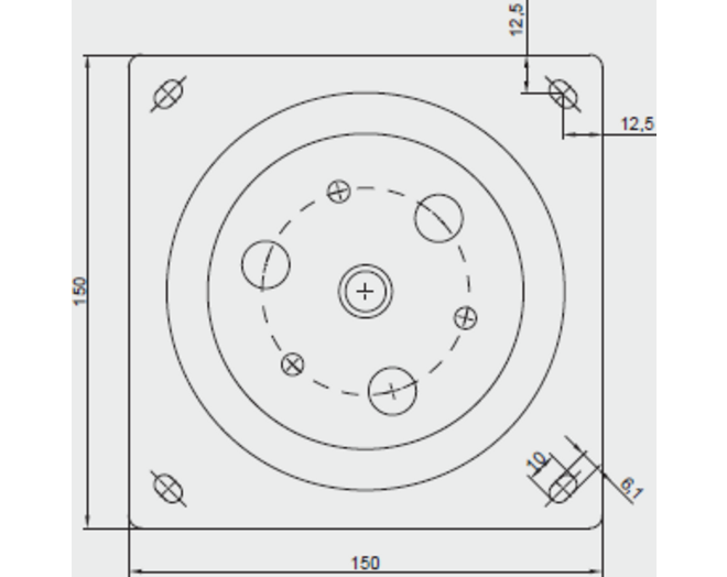 Draaiplaat 149x149mm zwart draagkracht 50 kilo