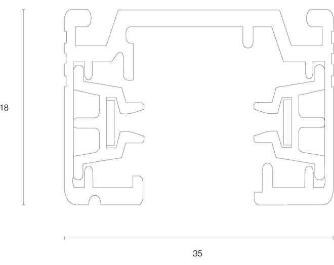 1-Faserail wit afmeting 36x18mm. Lengte:3000mm