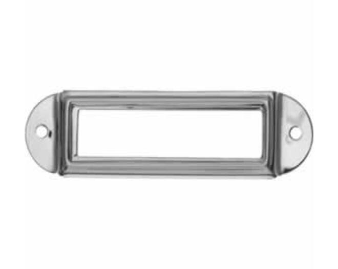 Etiketraam buitenmaat 77x18mm, etiket 57x16mm, vernikkeld