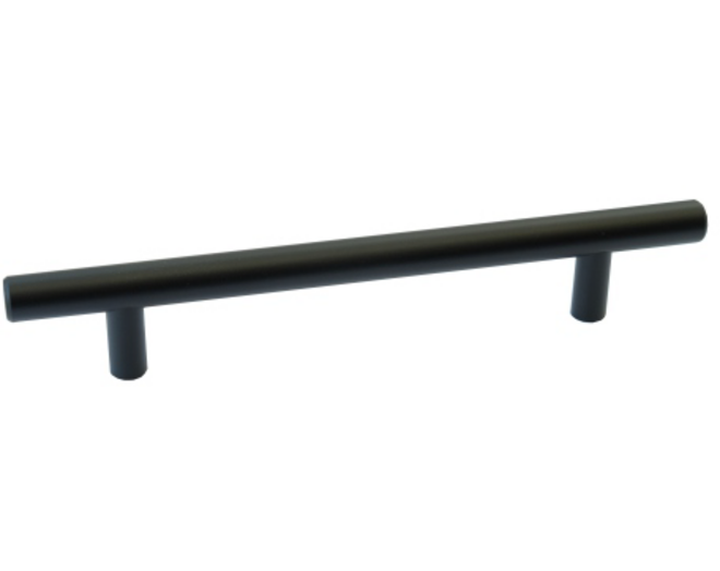 Relinggreep 12x188mm, hoh. 128mm zwart gelakt, hoogte 32mm