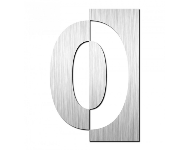 Huisnummer "0" hoogte 125mm, RVS geborsteld