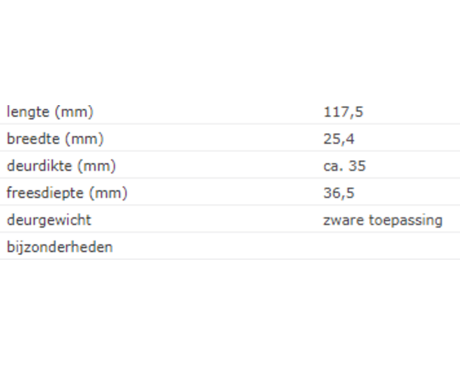 SOSS 216 PB / 25x117 mm / deurdikte ca. 35 mm / vermessingd