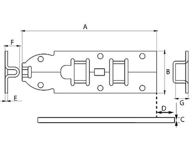 Plaatschuif / 25x060mm / schootdikte 3mm / vlak / verzinkt