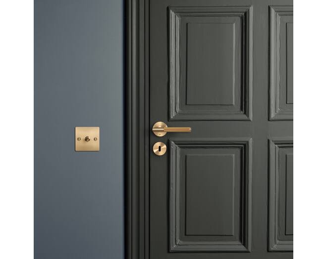 Door Handle Set/Linear/Brass