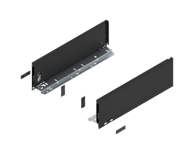 Legrabox ladezijde K 400mm, carbon zwart, hoogte 128,5mm