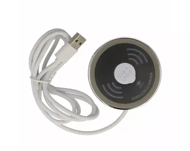 Draadloze oplader, diameter 60mm, chroom/zwart