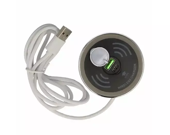 Draadloze oplader, diameter 60mm, chroom/zwart