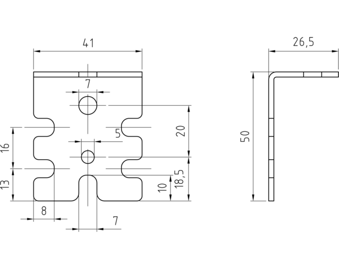 Eurohoek 50x41x26.5mm verzinkt, VE=300 stuks