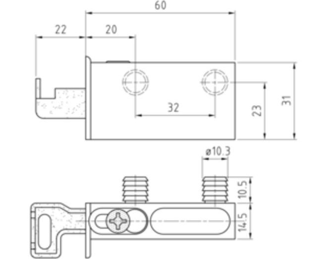 Kastophangers links wit, met duvel 10mm