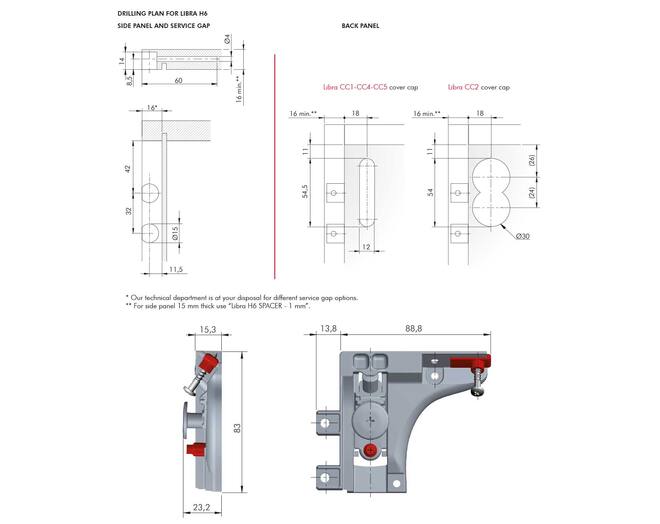 Kastophanger LIBRA H6 rechts, twee pennen 15mm