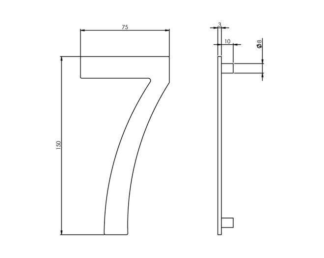 Huisnummer 7 150mm RVS geborsteld