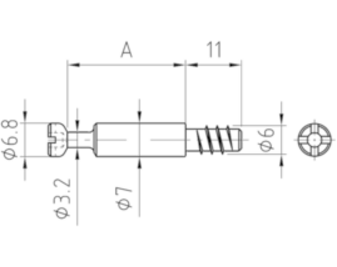 Europen kruiskop spanmaat 30.3mm, draadlengte 11mm