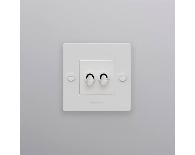 EU 1G Double Toggle Switch/w/ B+P Logo/White