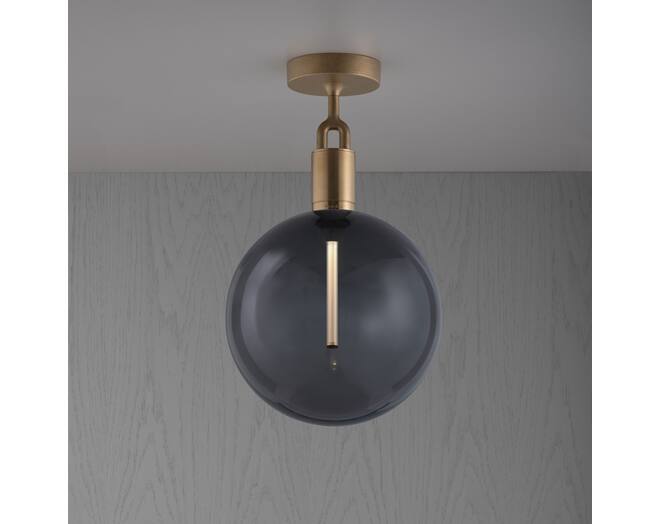 Forked Ceiling/Brass/Large Smoked Globe