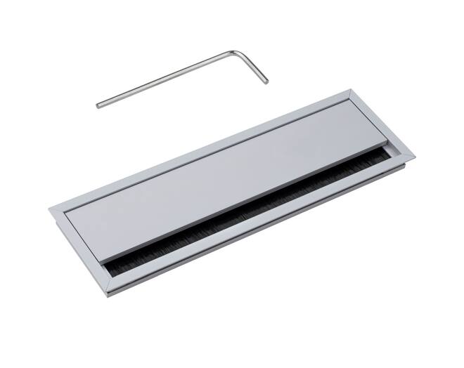 Kabeldoorvoer 320x100mm alu softclose deksel en borstel
