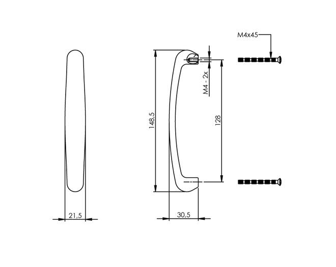 Meubelgreep 149 mm mat zwart