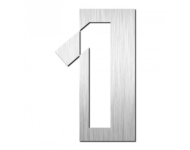 Huisnummer "1" hoogte 125mm, RVS geborsteld